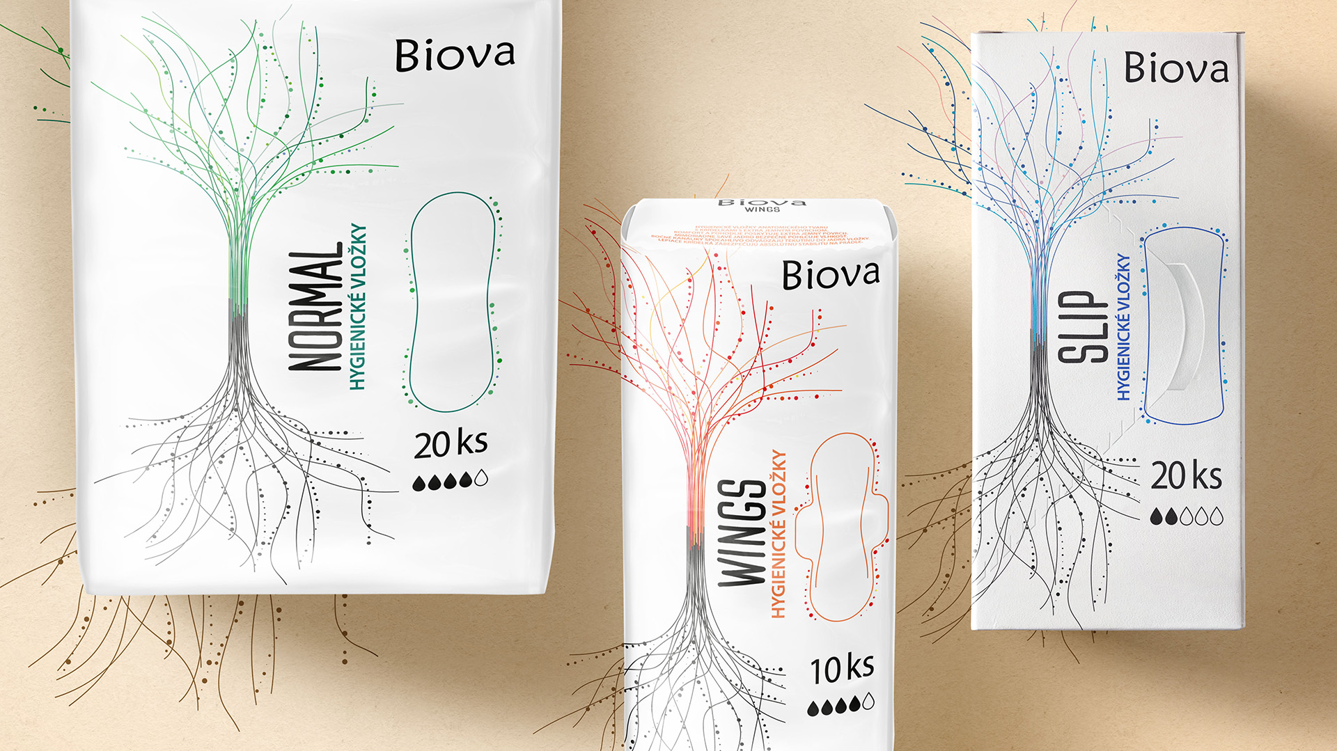Biova hygienocke vlozky packaging design